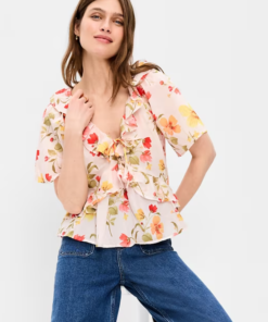 Ruffle Tie-Front Top