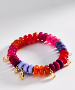 Circular Beaded Crystal Charm Bracelet